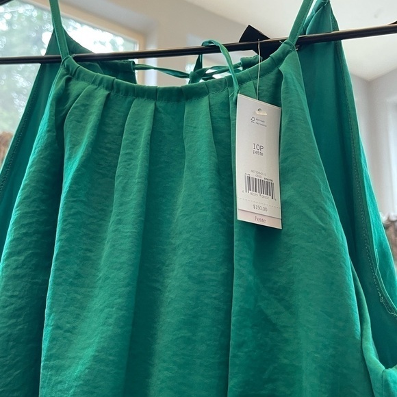 Banana Republic NWT Emerald Green Midi  Spaghetti Strap Sleeveless‎ Dress 10P - Picture 2 of 6